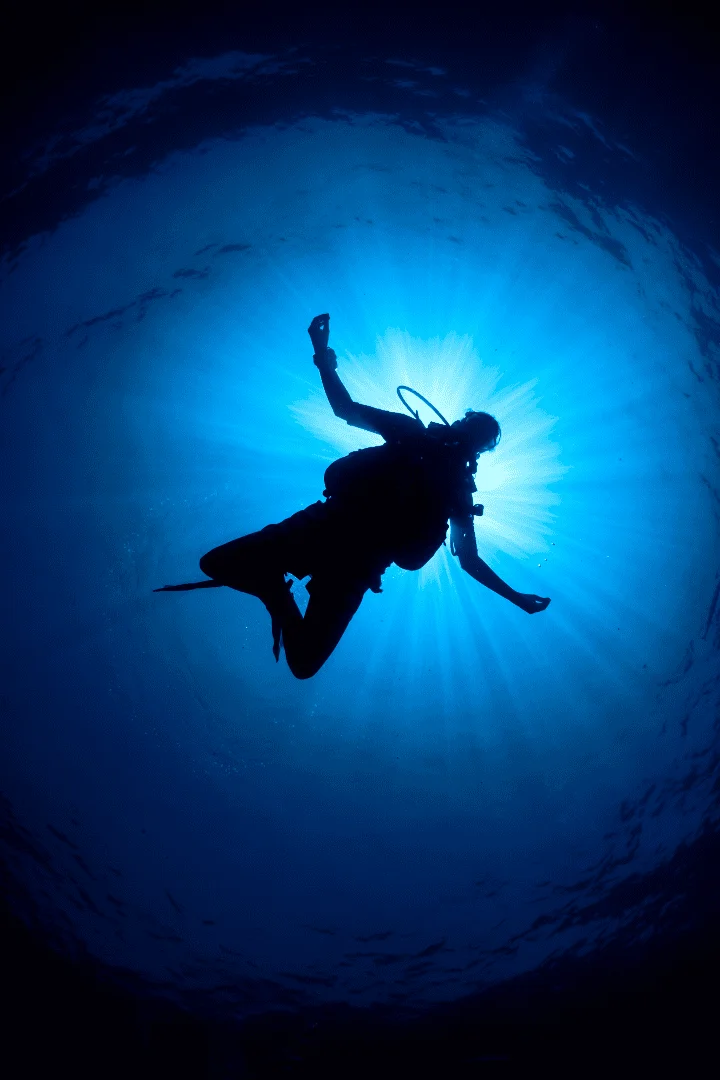 plongeur de la ccffessm sous l'eau