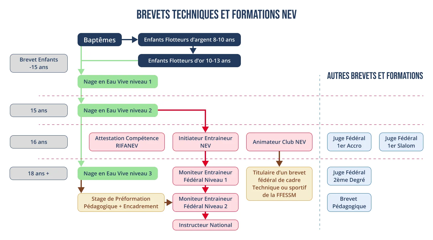 Schéma des formations et des brevets techniques de la commission nage ne eau vive